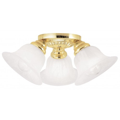 3 Light Polished Brass Ceiling Mount Livex