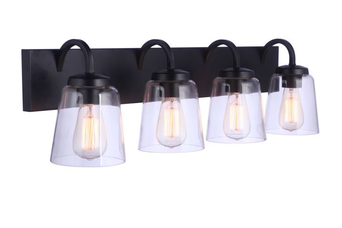 Antique Hardware Elsa 4 Light Vanity in Flat Black Bath and Vanity