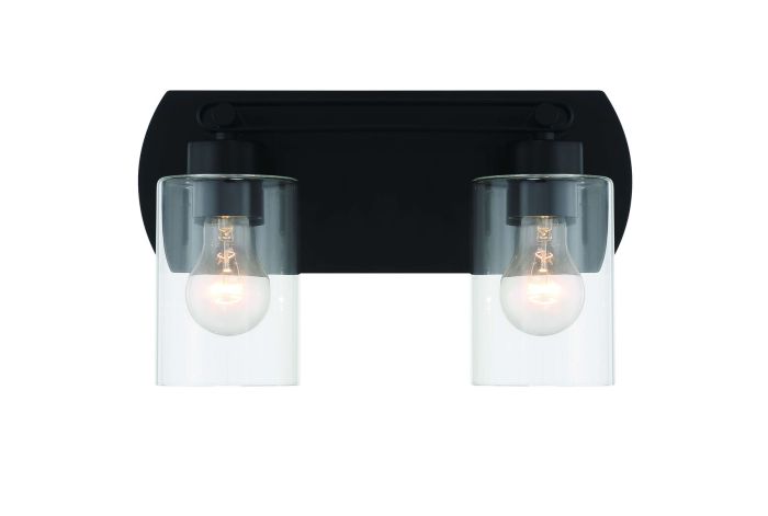 Antique Hardware Hendrix 2 Light Vanity in Flat Black Bath and Vanity