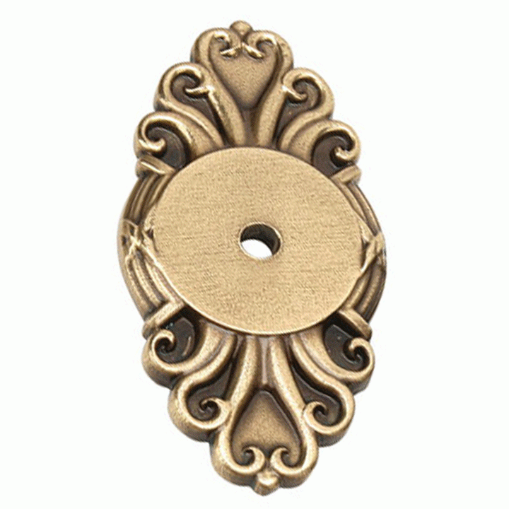 2 1/2 Inch Ribbon & Reed Back Plate For Cabinet Knob (Antique Brass Finish) EMTEK