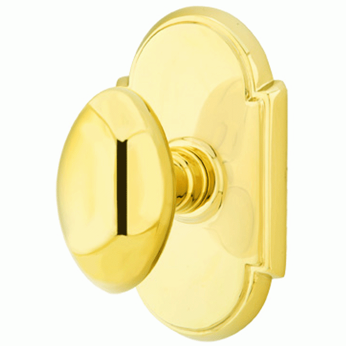 Solid Brass Egg Door Knob Set With # 8 Rosette (Several Finish Options) EMTEK