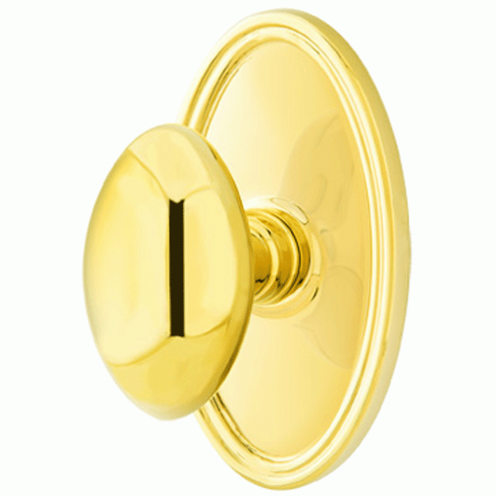 Emtek Solid Brass Egg Door Knob Set With Oval Rosette EMTEK