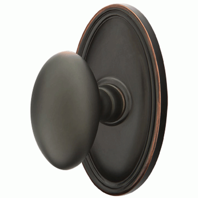 Emtek Solid Brass Egg Door Knob Set With Oval Rosette EMTEK