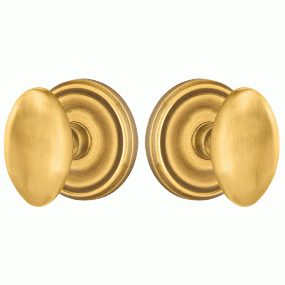 Emtek Solid Brass Egg Door Knob Set With Regular Rosette (Several Finish Options) EMTEK