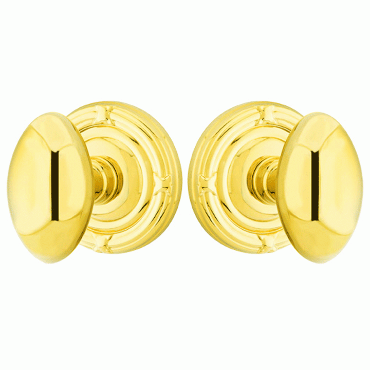 Solid Brass Egg Door Knob Set With Ribbon & Reed Rosette (Several Finish Options) EMTEK