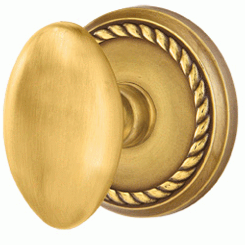 Solid Brass Egg Door Knob Set With Rope Rosette (Several Finish Options) EMTEK