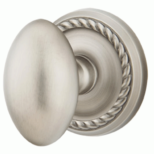 Solid Brass Egg Door Knob Set With Rope Rosette (Several Finish Options) EMTEK