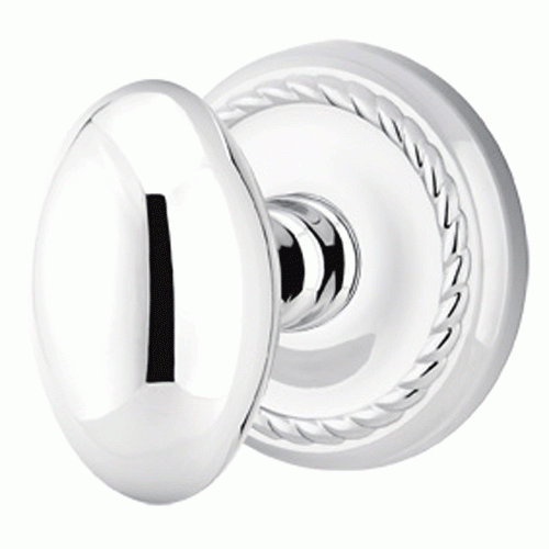 Solid Brass Egg Door Knob Set With Rope Rosette (Several Finish Options) EMTEK