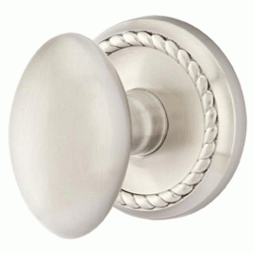 Solid Brass Egg Door Knob Set With Rope Rosette (Several Finish Options) EMTEK