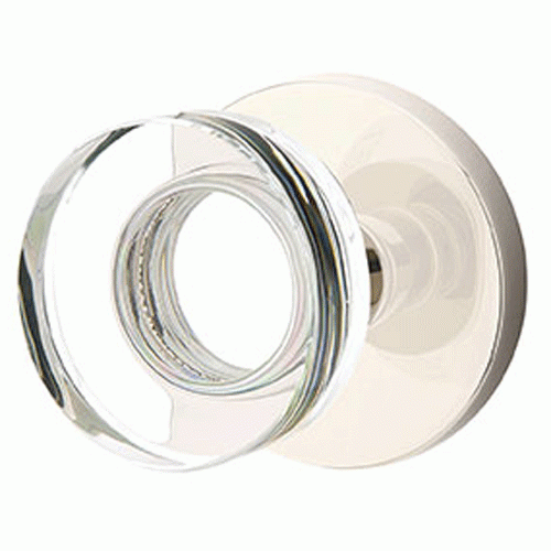 Emtek 510MDC Modern Disc Crystal Passage Door Knobset with Brass Rosette Polished Nickel Knobset Passage EMTEK