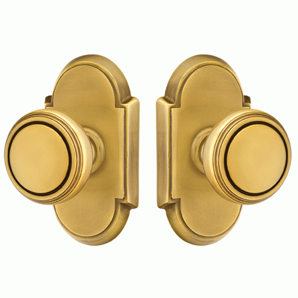 Solid Brass Norwich Door Knob Set With # 8 Rosette (Several Finish Options) EMTEK