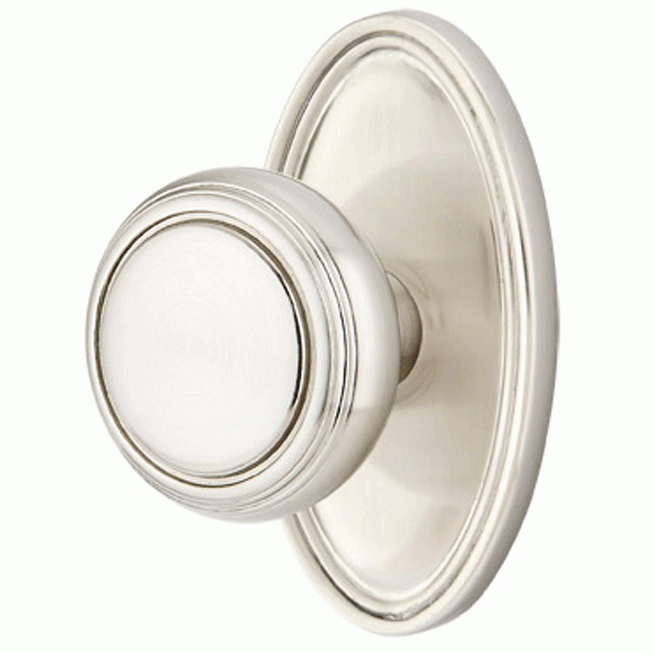 Solid Brass Norwich Door Knob Set With Oval Rosette (Several Finish Options) EMTEK