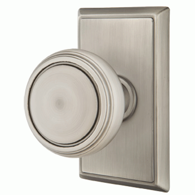 Solid Brass Norwich Door Knob Set With Rectangular Rosette (Several Finish Options) EMTEK