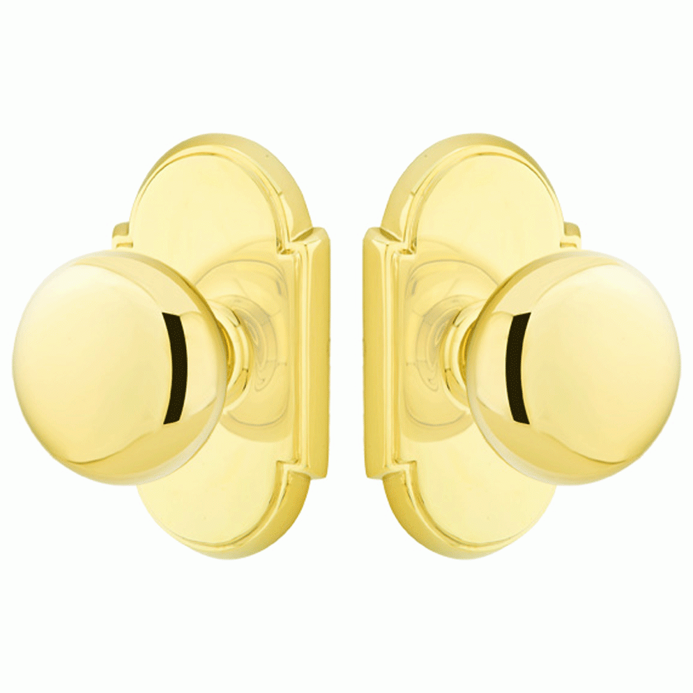 Solid Brass Providence Door Knob Set With # 8 Rosette (Several Finish Options) EMTEK