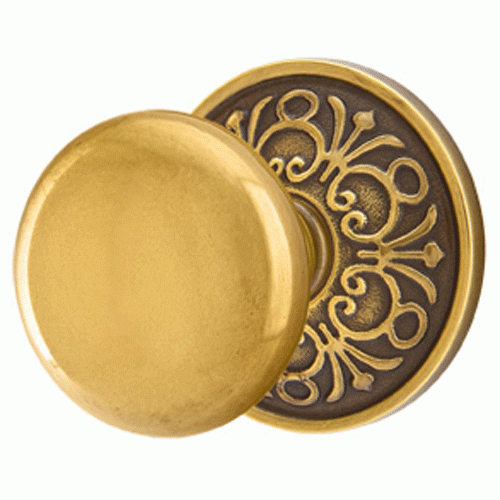 Solid Brass Providence Door Knob Set With Lancaster Rosette (Several Finish Options) EMTEK