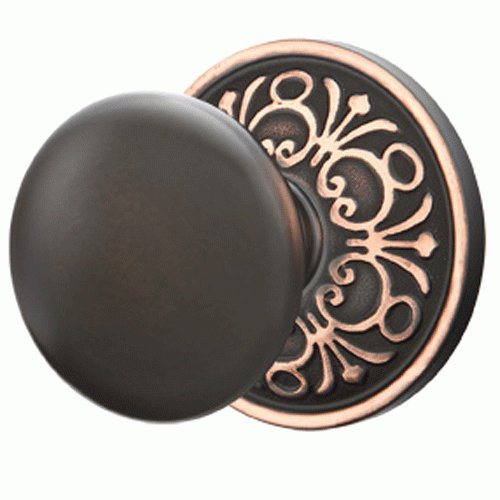 Solid Brass Providence Door Knob Set With Lancaster Rosette (Several Finish Options) EMTEK