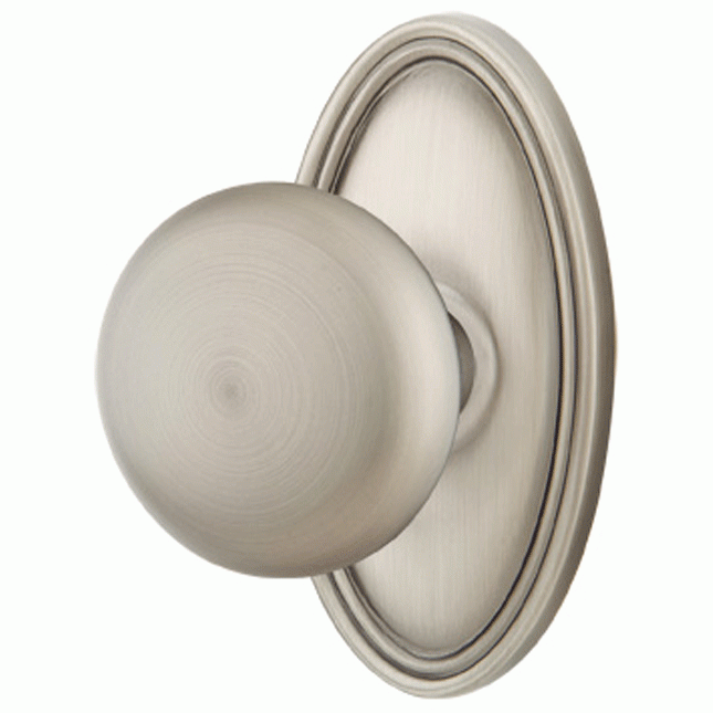 Solid Brass Providence Door Knob Set With Oval Rosette EMTEK