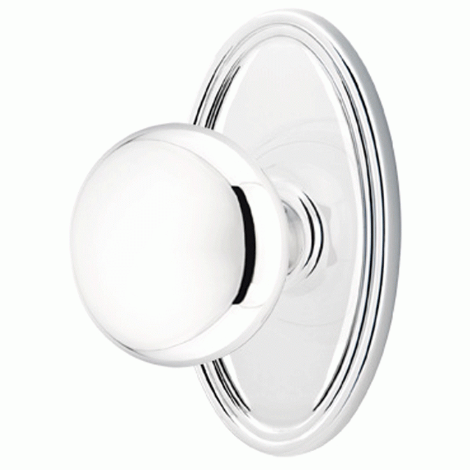 Solid Brass Providence Door Knob Set With Oval Rosette EMTEK