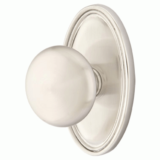 Solid Brass Providence Door Knob Set With Oval Rosette EMTEK