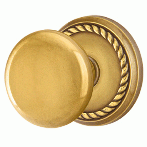 Solid Brass Providence Door Knob Set With Rope Rosette (Several Finish Options) EMTEK