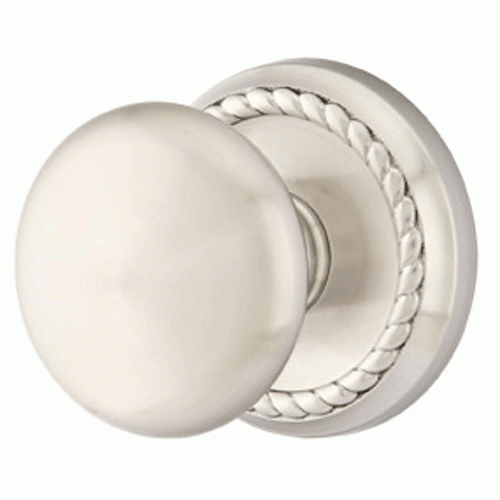 Solid Brass Providence Door Knob Set With Rope Rosette (Several Finish Options) EMTEK