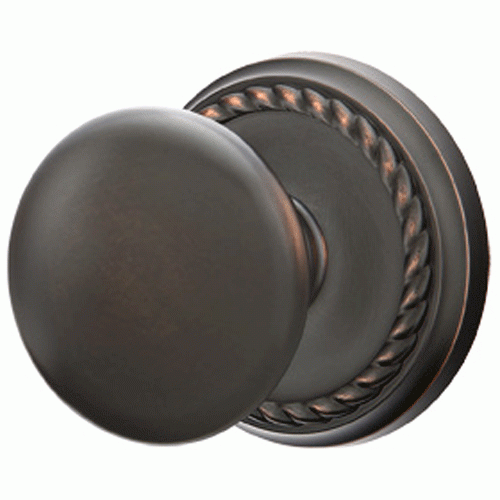 Solid Brass Providence Door Knob Set With Rope Rosette (Several Finish Options) EMTEK