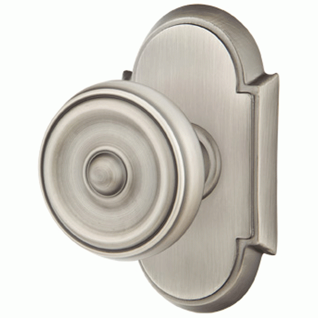 Solid Brass Waverly Door Knob Set With # 8 Rosette (Several Finish Options) EMTEK