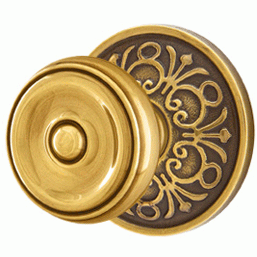 Emtek Solid Brass Waverly Door Knob Set With Lancaster Rosette (Several Finishes Available) EMTEK