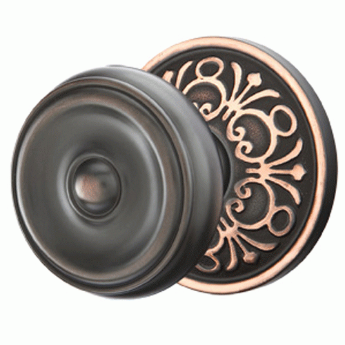 Emtek Solid Brass Waverly Door Knob Set With Lancaster Rosette (Several Finishes Available) EMTEK