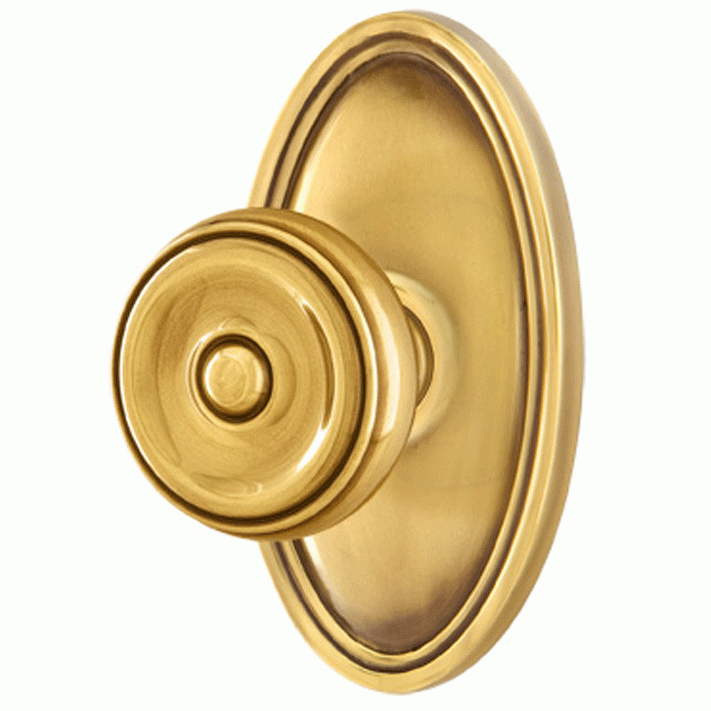 Solid Brass Waverly Door Knob Set With Oval Rosette (Several Finish Options) EMTEK