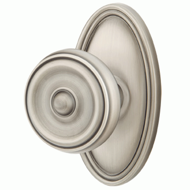 Solid Brass Waverly Door Knob Set With Oval Rosette (Several Finish Options) EMTEK