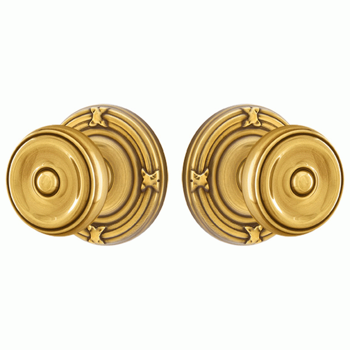 Solid Brass Waverly Door Knob Set With Ribbon & Reed Rosette (Several Finish Options) EMTEK