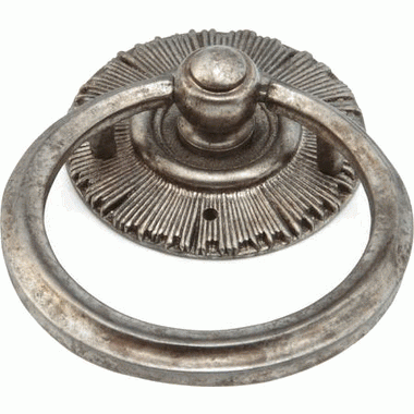 2 1/4 Inch Sunburst Cabinet Ring Pull with Back Plate (Silver Antique Finish) SCHAUB