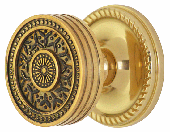 Georgian Roped Rosette Door Set with Rice Pattern Door Knobs (Several Finishes Available) COPPER MOUNTAIN HARDWARE