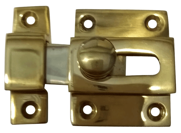 2 1/4 Inch Solid Brass Cabinet Latch With Round Turn Piece (Polished Brass Finish) COPPER MOUNTAIN HARDWARE