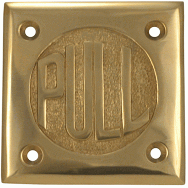 2 3/4 Inch Brass Classic American "PULL" Plate (Lacquered Brass Finish) COPPER MOUNTAIN HARDWARE