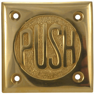 2 3/4 Inch Brass Classic American "PUSH" Plate (Polished Brass Finish) COPPER MOUNTAIN HARDWARE