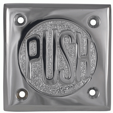 2 3/4 Inch Brass Classic American "PUSH" Plate (Polished Chrome Finish) COPPER MOUNTAIN HARDWARE