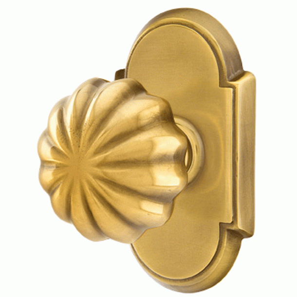 Emtek Solid Brass Melon Door Knob Set With # 8 Rosette (Several Finish Options) EMTEK