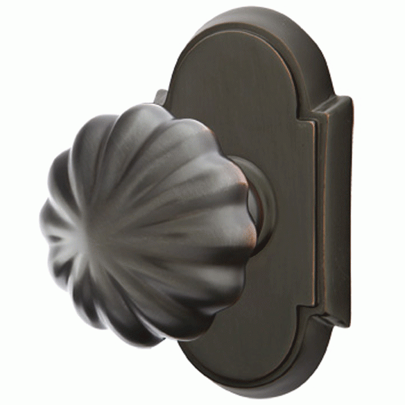 Emtek Solid Brass Melon Door Knob Set With # 8 Rosette (Several Finish Options) EMTEK