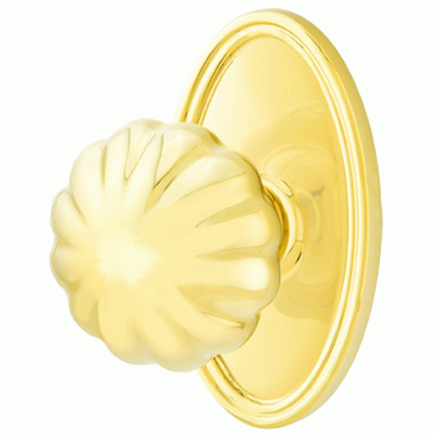 Solid Brass Melon Door Knob Set With Oval Rosette (Several Finish Options) EMTEK