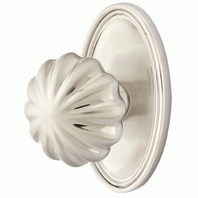 Solid Brass Melon Door Knob Set With Oval Rosette (Several Finish Options) EMTEK