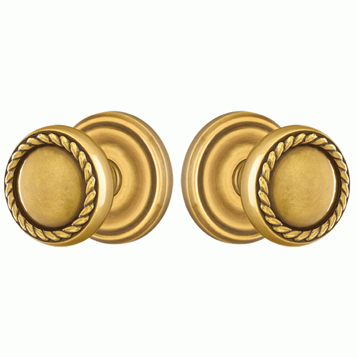 Solid Brass Rope Door Knob Set With Regular Rosette (Several Finish Options) EMTEK