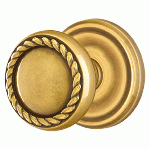 Solid Brass Rope Door Knob Set With Regular Rosette (Several Finish Options) EMTEK