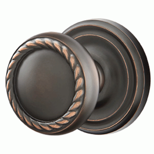 Solid Brass Rope Door Knob Set With Regular Rosette (Several Finish Options) EMTEK