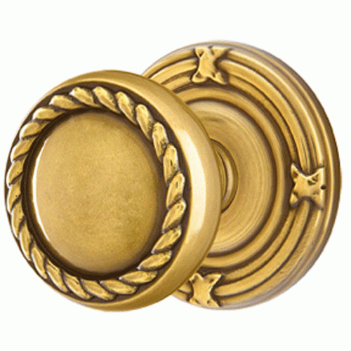 Solid Brass Rope Door Knob Set With Ribbon & Reed Rosette (Several Finish Options) EMTEK