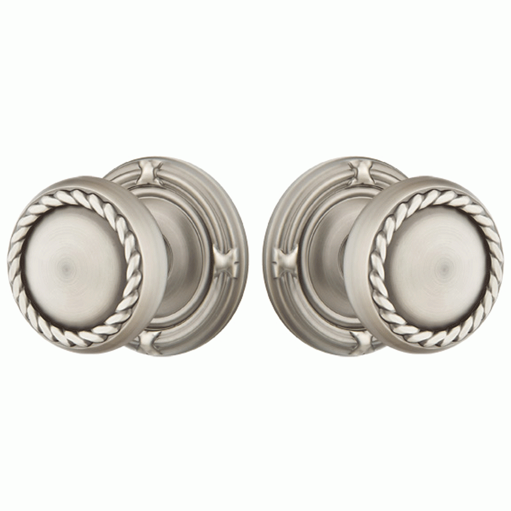 Solid Brass Rope Door Knob Set With Ribbon & Reed Rosette (Several Finish Options) EMTEK