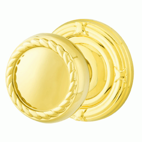 Solid Brass Rope Door Knob Set With Ribbon & Reed Rosette (Several Finish Options) EMTEK