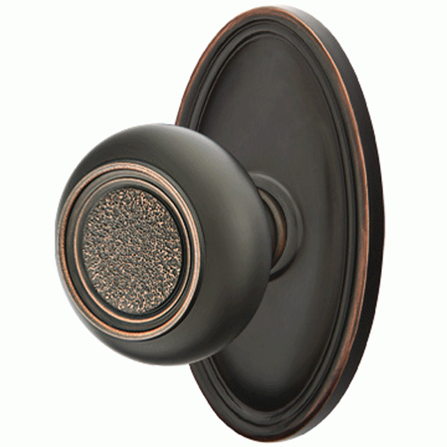 Solid Brass Belmont Door Knob Set With Oval Rosette (Several Finish Options) EMTEK