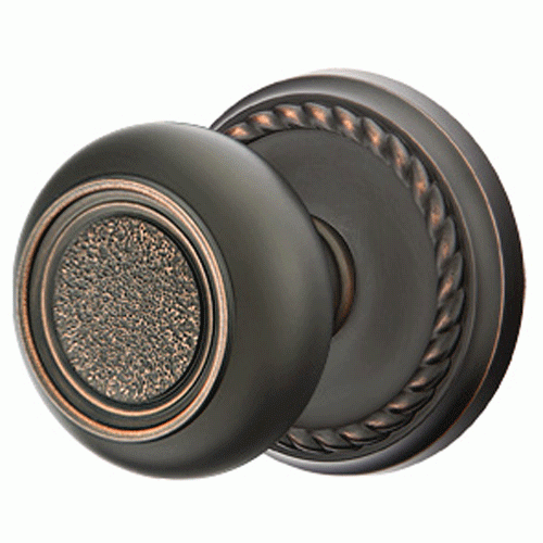 Solid Brass Belmont Door Knob Set With Rope Rosette (Several Finish Options) EMTEK